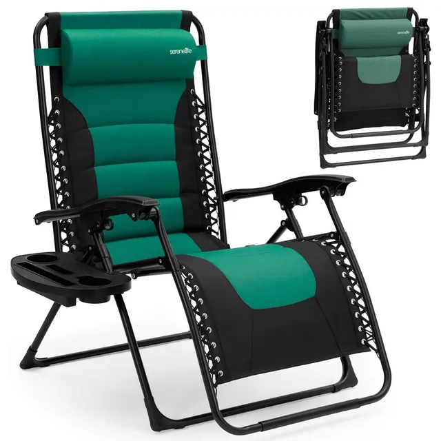 Serenelife Furniture Zero Gravity Liegestuhl Grün Stahl Textilene