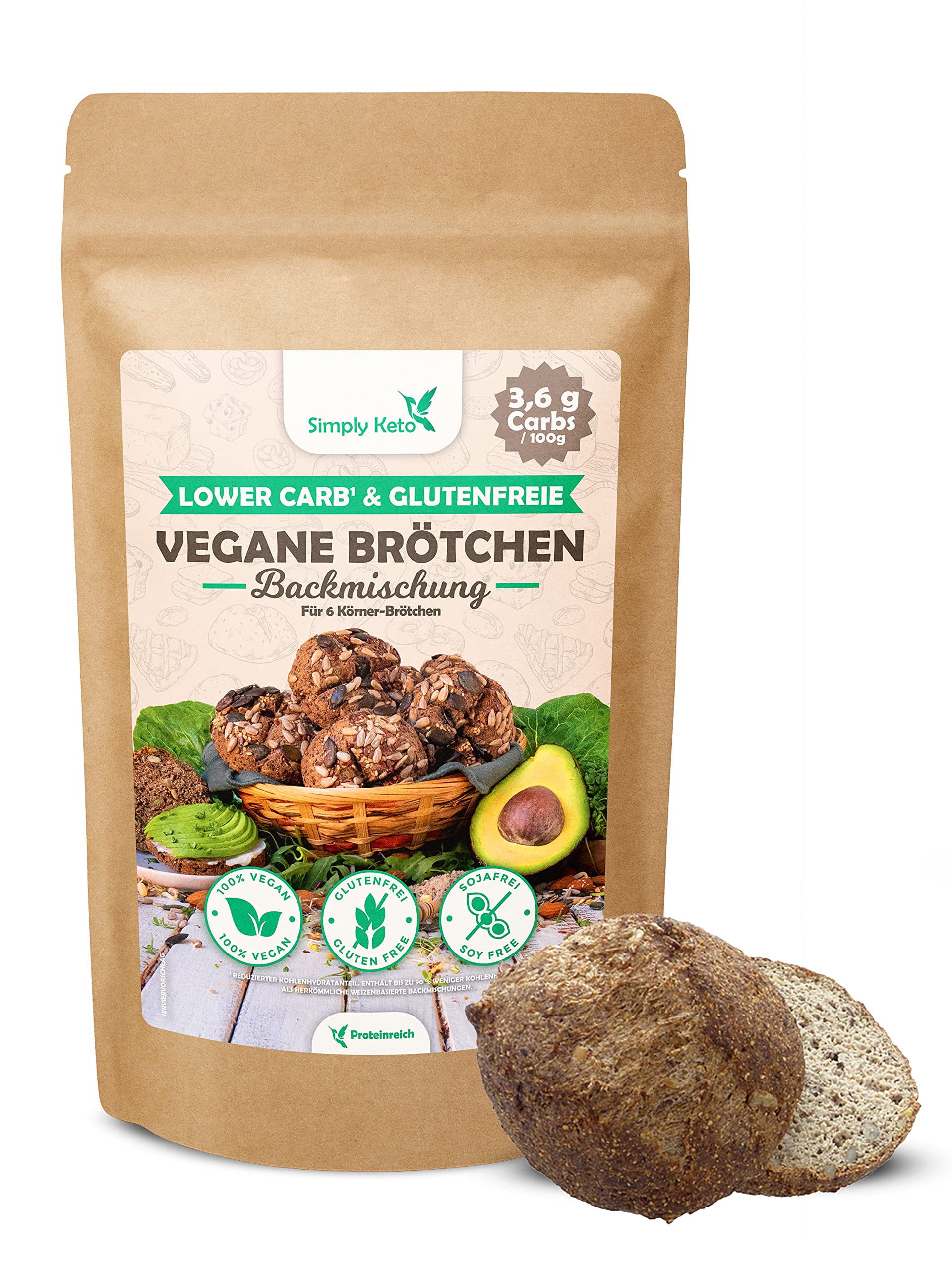 Keto Vegane Lower Carb Brötchen Backmischung 335g glutenfrei