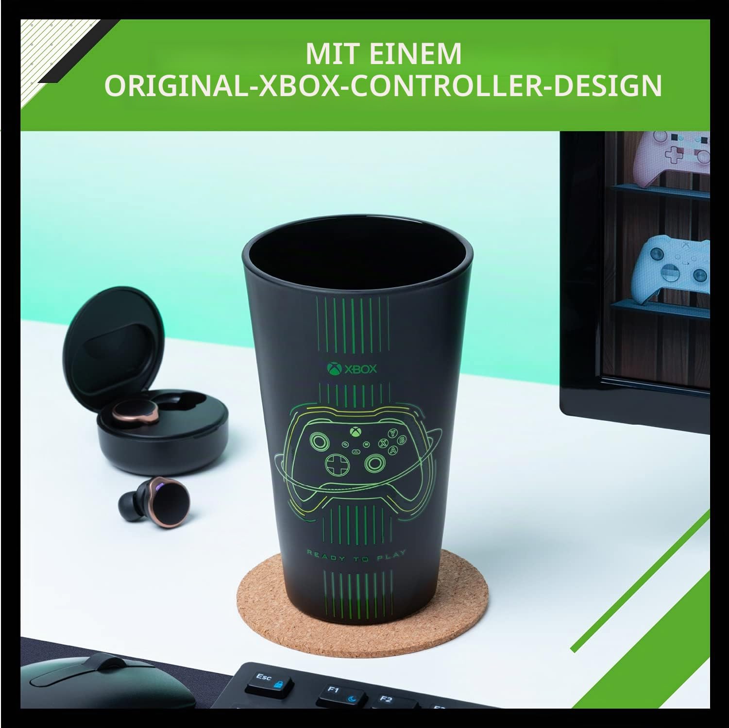 Paladone Xbox Trinkglas 400 ml Tumbler mattschwarz