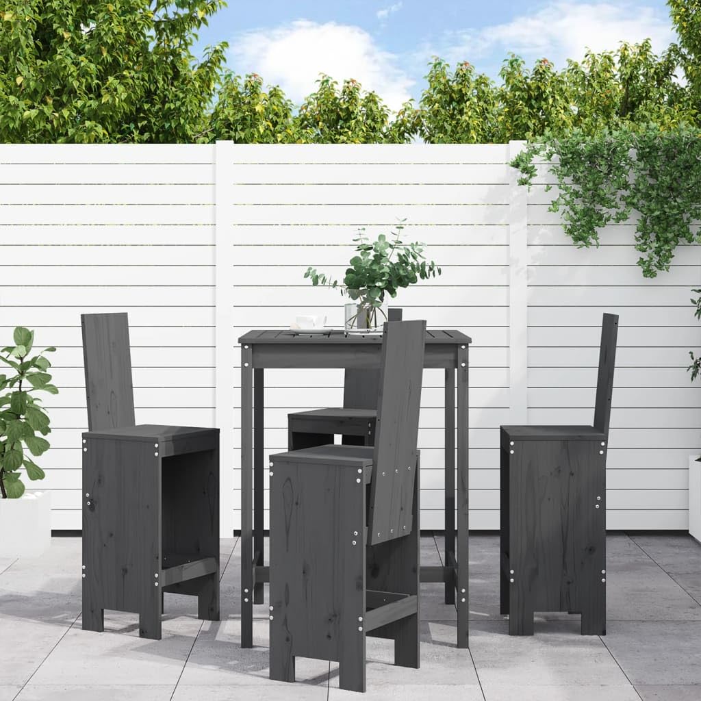 vidaXL Heim & Garten 5-tlg. Gartenbar-Set Holz Graue Kiefer