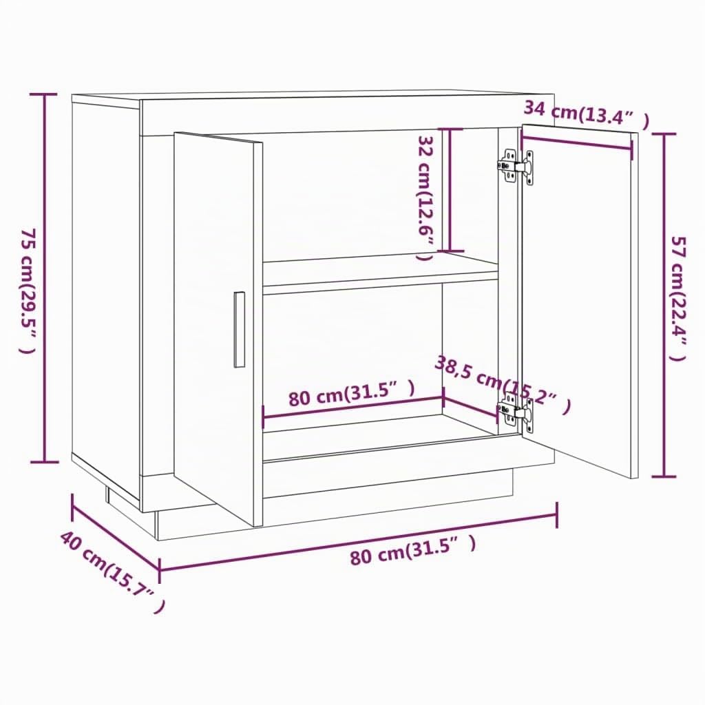 vidaXL Möbel Sideboard 80x40x75cm Natur Holzwerkstoff