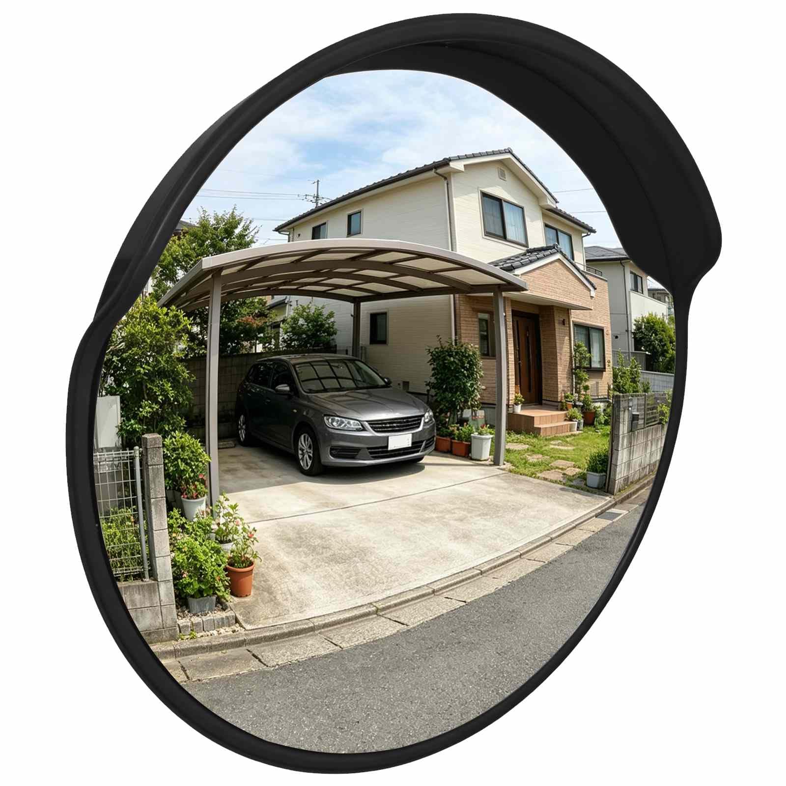 vidaXL Verkehrsspiegel Konvex 30 cm Schwarz Outdoor