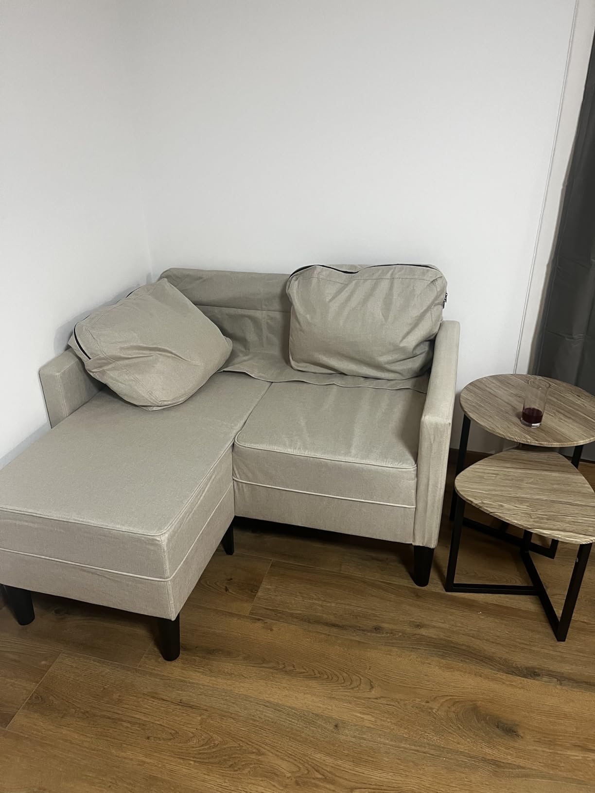 vidaXL 2-Sitzer-Sofa Hellgrau 125 cm Stoff L-Form mit Chaiselongue