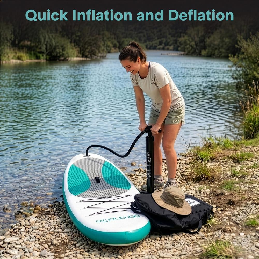 Serenelife SUP Board aufblasbar Schwarz Komplettset