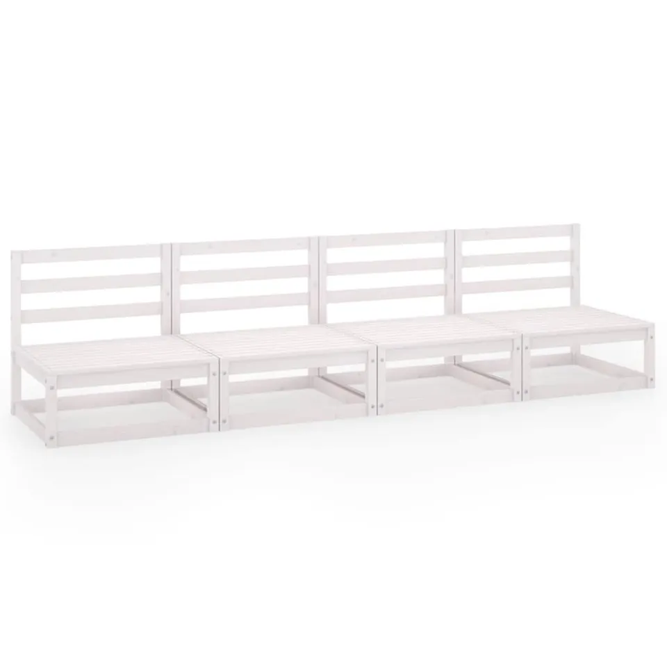 vidaXL Heim & Garten Gartensofa 4-Sitzer Holz Weiß modular