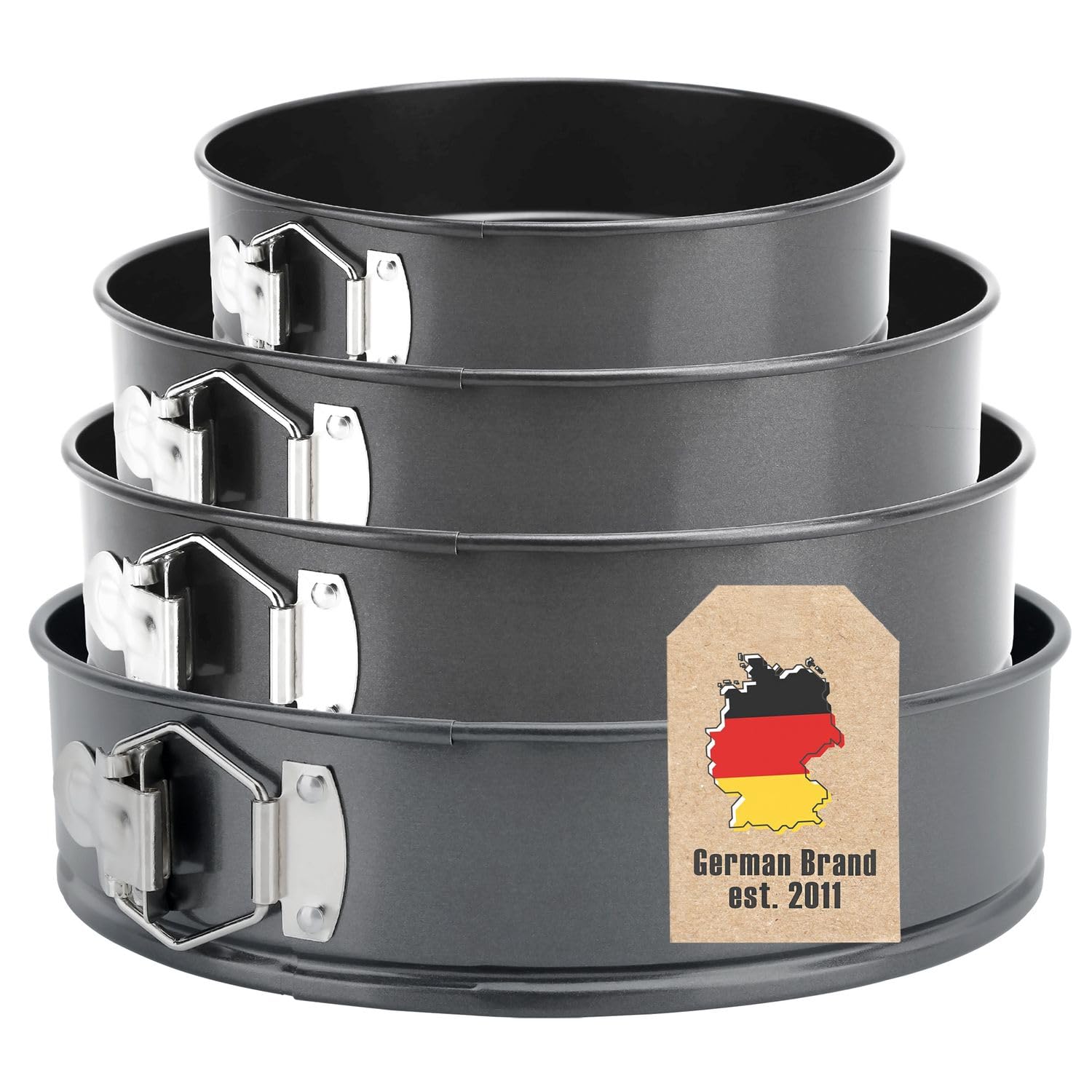 Intirilife Küche Springformen Set 4-teilig Edelstahl Antihaft