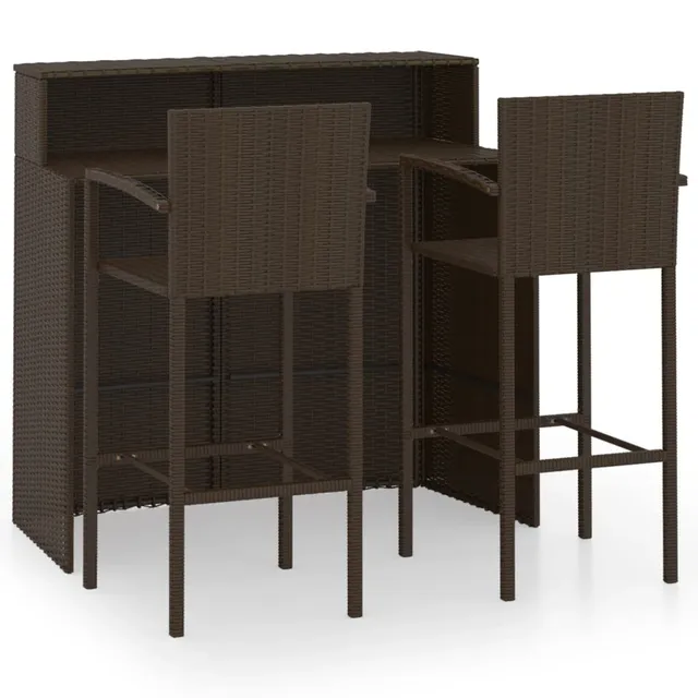 vidaXL Heim & Garten 3-tlg. Gartenbar-Set Rattan Braun