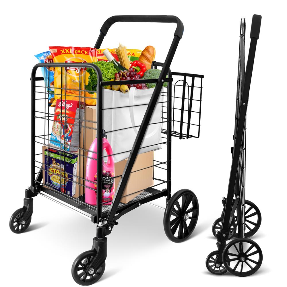Serenelife Einkaufswagen klappbar schwarz 50 kg Trolley