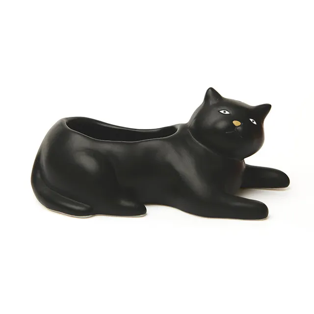 Kikkerland Home Cosmo Blumentopf schwarze Katze Porzellan