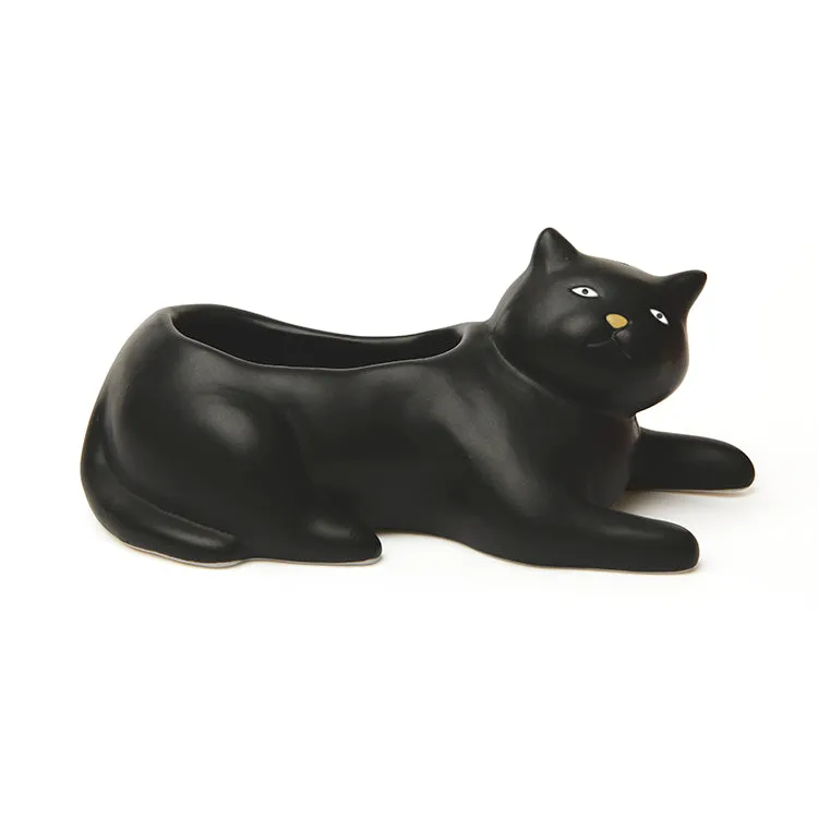 Kikkerland Home Cosmo Blumentopf schwarze Katze Porzellan