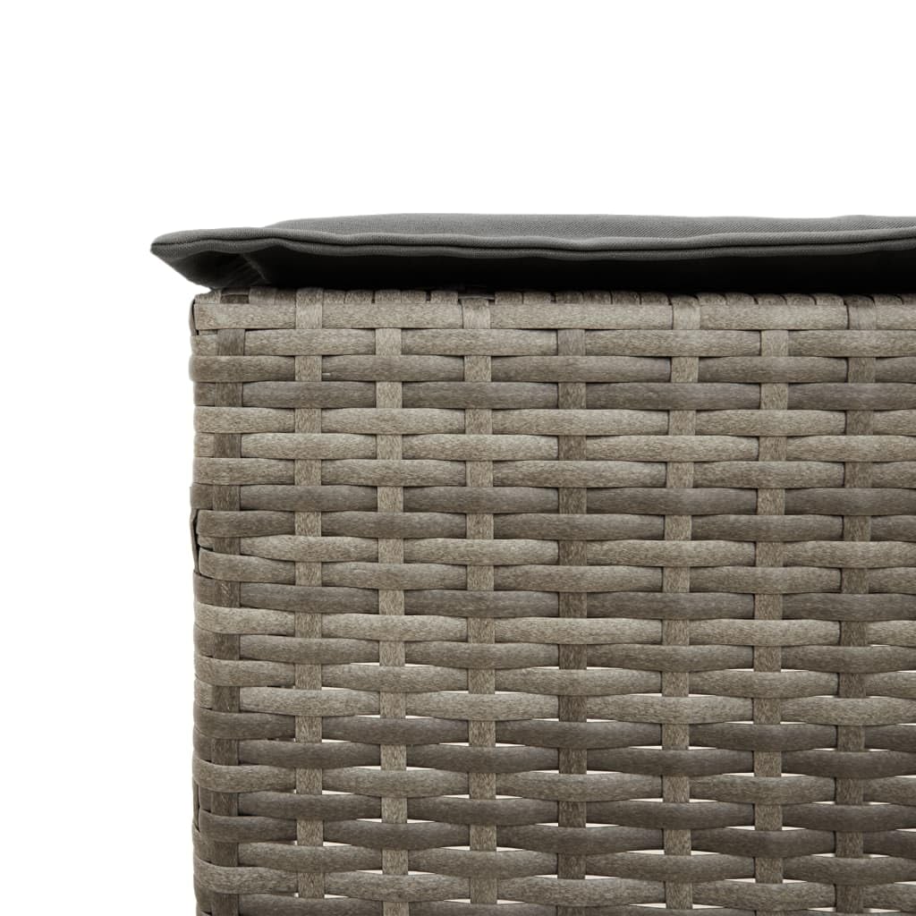 vidaXL Gartenbar Set 3-TLG Poly Rattan Grau mit Kissen
