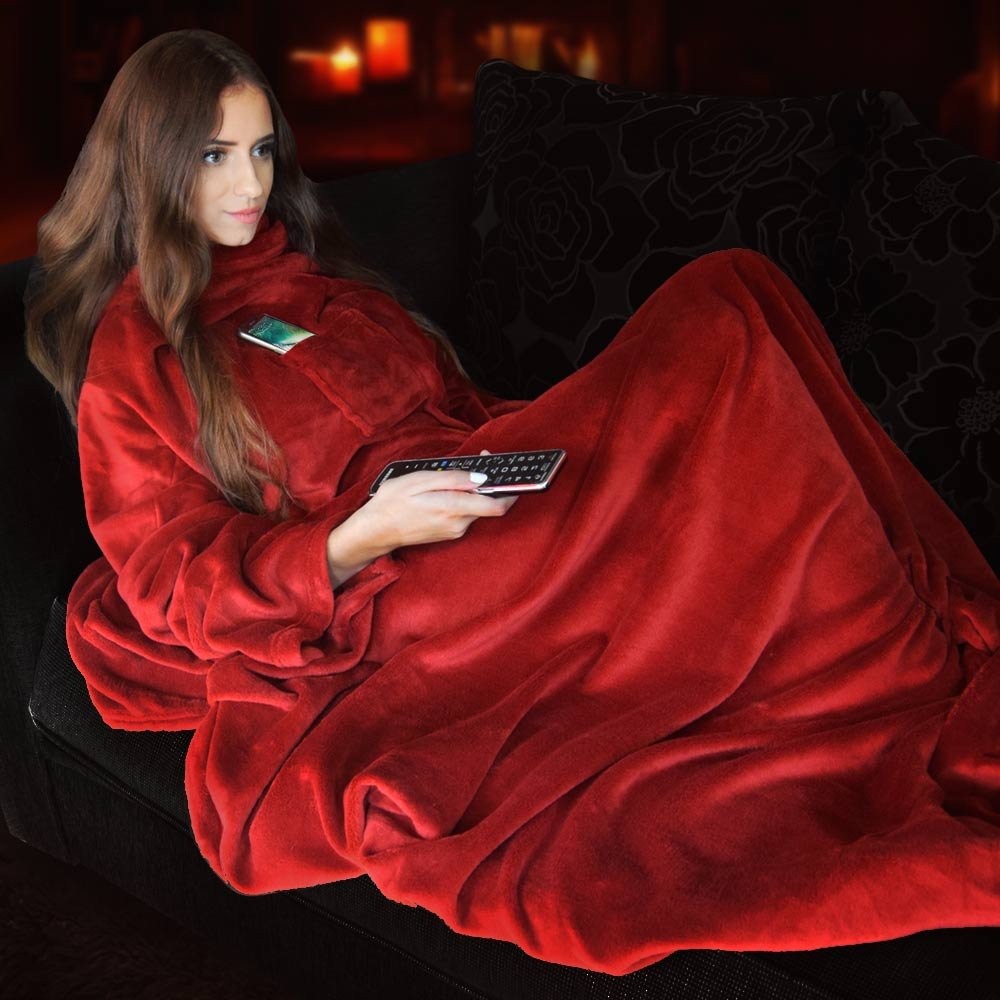 Mikamax Lifestyle Snugs Deluxe Fleecedecke Ärmel rot 150x215