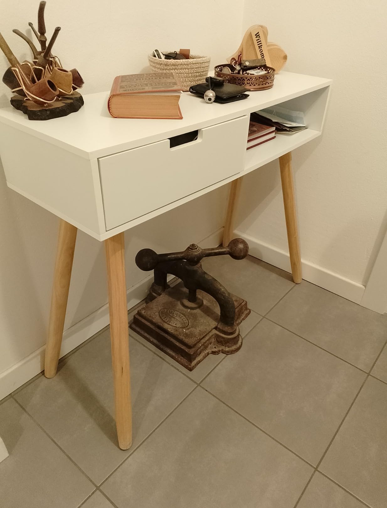 vidaXL Möbel Konsolentisch Pinienholz 80x30x72 cm Weiß