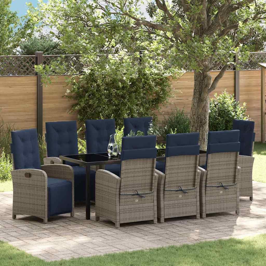 vidaXL 8-Sitzer Garten Essgruppe Poly-Rattan Grau 200 cm