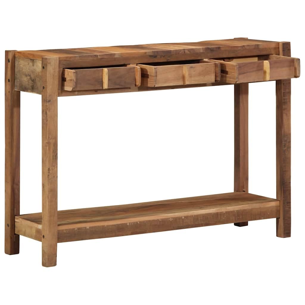 vidaXL Konsolentisch Massivholz Braun 107x33x76 3 Schubladen