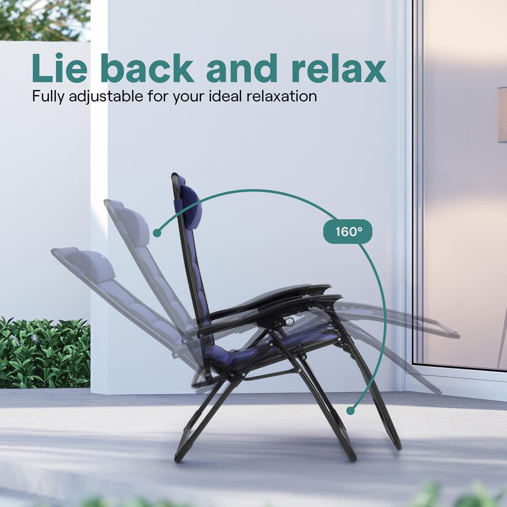 Serenelife Furniture Zero Gravity Liegestuhl blau klappbar