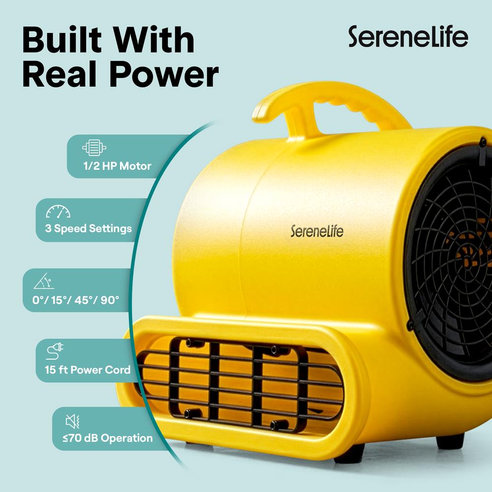 Serenelife Portable Air Mover Gebläse Gelb 1000 CFM