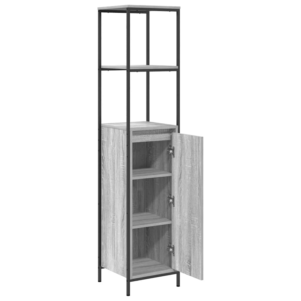 vidaXL Badschrank Grau Sonoma 36x35x165 Hochschrank mit Regalen