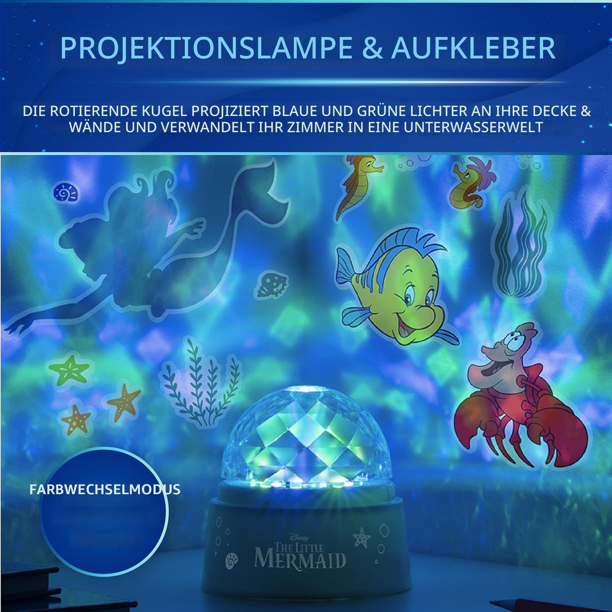 Paladone Lighting Arielle Projektionslampe Wandtattoo Meerjungfrau