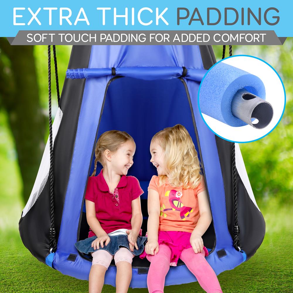 Serenelife Outdoor Swing Baumschaukel mit Zelt Blau 40 Zoll