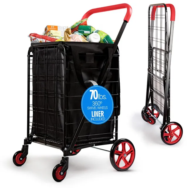 Serenelife Storage Einkaufstrolley klappbar rot 70 lbs