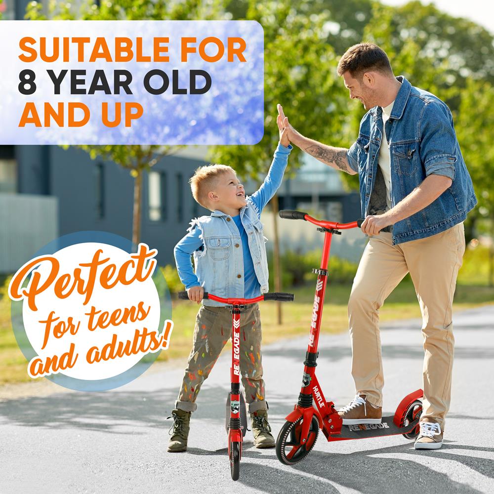 Serenelife Kick Scooter Roller klappbar Rot Alu-Deck