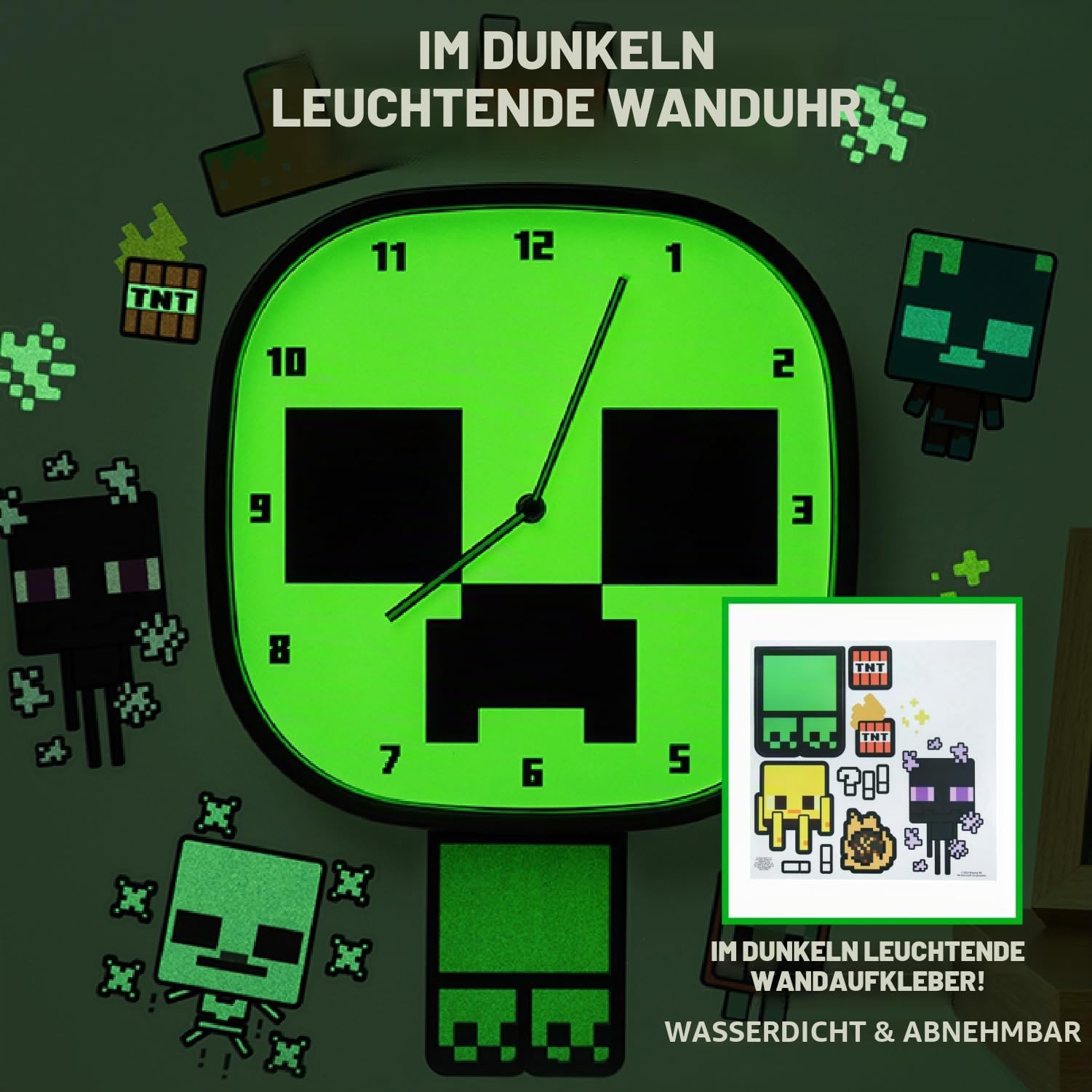 Paladone Lighting Minecraft Creeper Wanduhr 30 cm