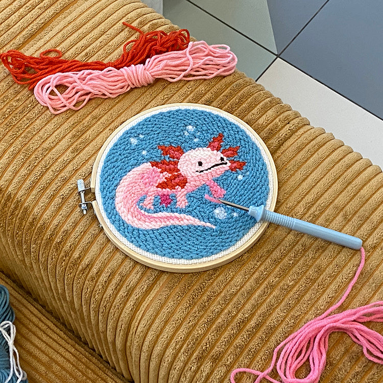 Kikkerland Crafters Axolotl Punch Needle Set