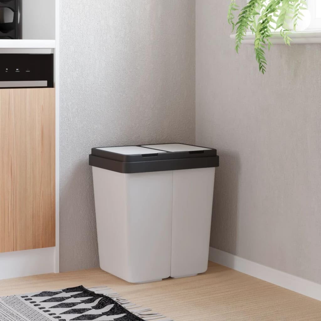 vidaXL Duo Mülleimer Weiß 2x25 L Trennsystem Küche