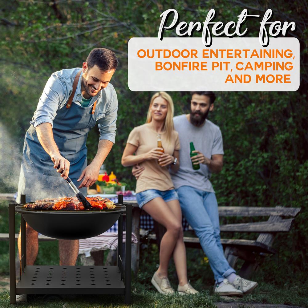 Serenelife Fire Pit Feuerschale 26 Zoll Stahl mit Grillrost