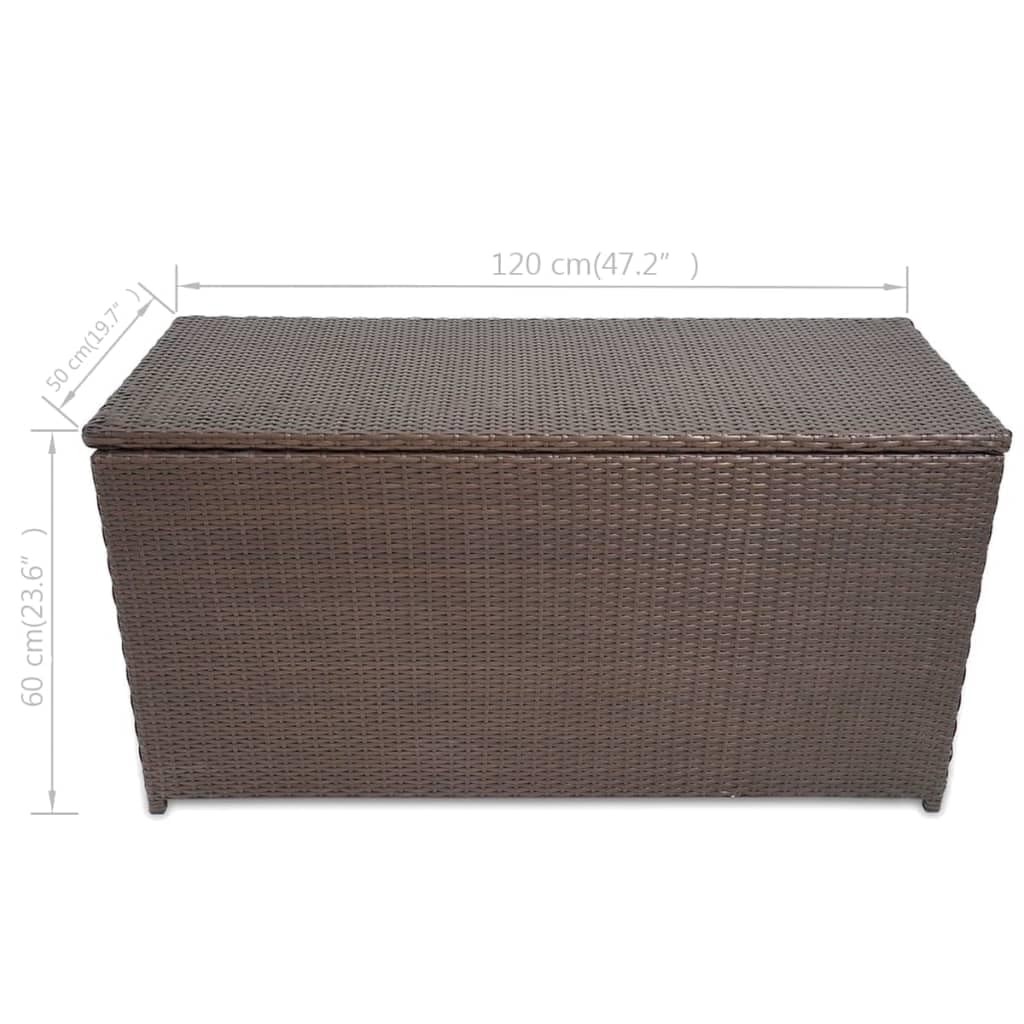 vidaXL Heim & Garten Auflagenbox 120 cm Braun Poly Rattan