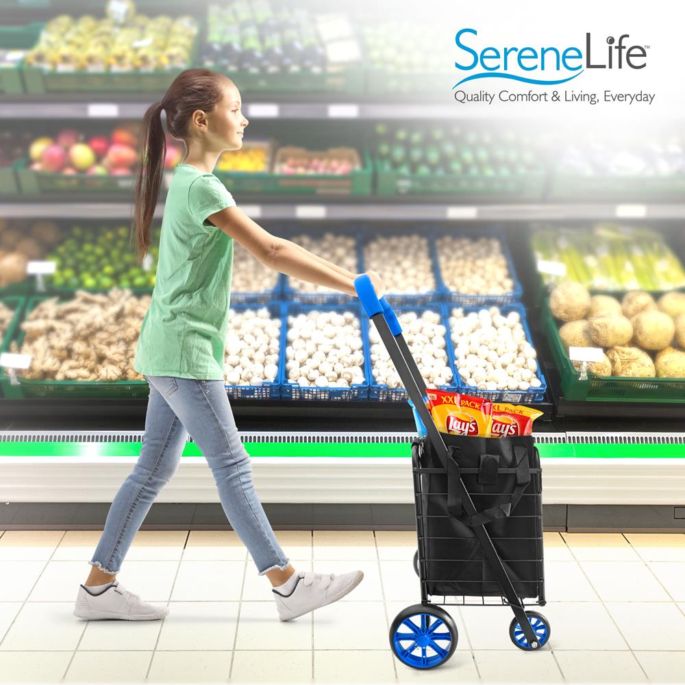 Serenelife Einkaufswagen Tasche Schwarz Oxford wasserdicht