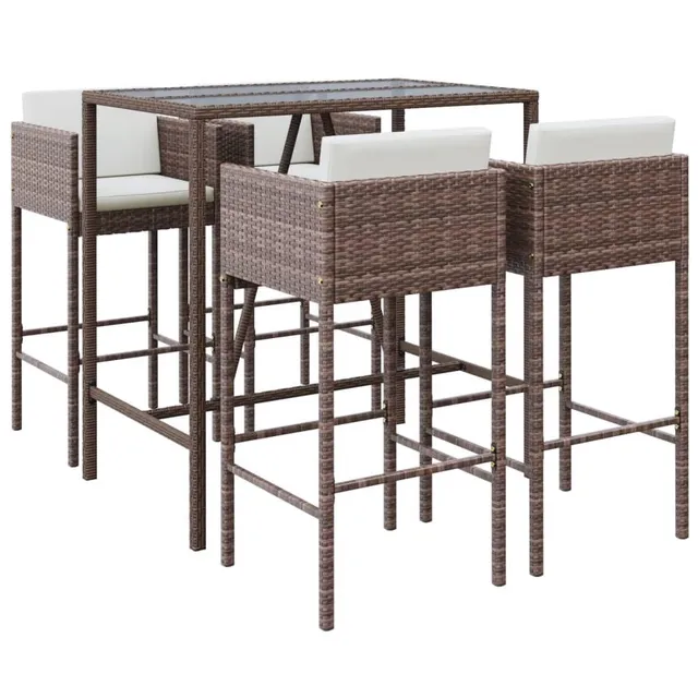 vidaXL Heim & Garten 5-tlg. Gartenbar-Set Braun Poly Rattan