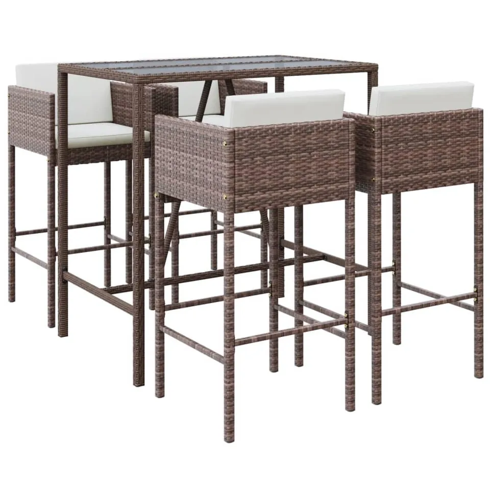 vidaXL Heim & Garten 5-tlg. Gartenbar-Set Braun Poly Rattan