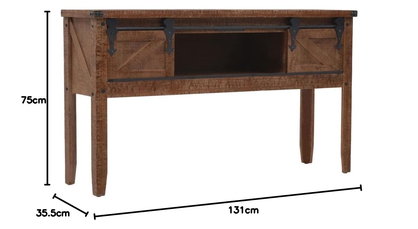 vidaXL Möbel Konsolentisch Tannenholz Massiv 131 cm Braun