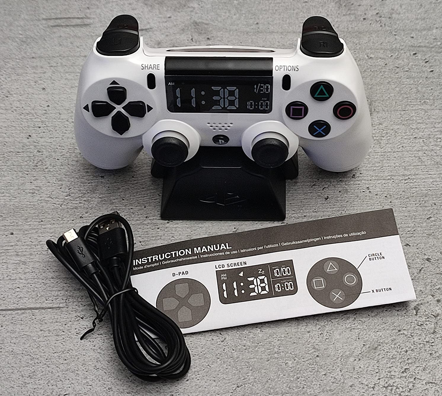 Paladone Playstation Controller Wecker PP8342PS Weiß LCD