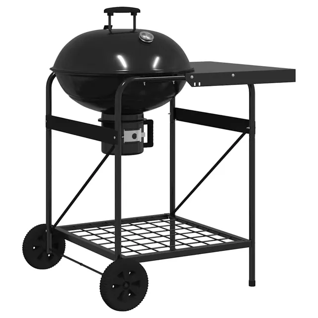 vidaXL Outdoor Grill Schwarz 91x71x107 cm Metall Rollen