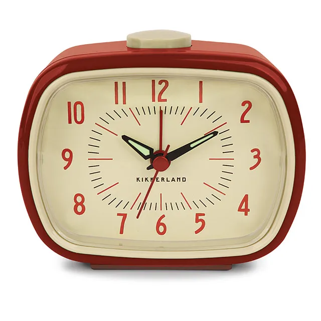 Kikkerland Home Retro Wecker rot mit Leuchtziffern