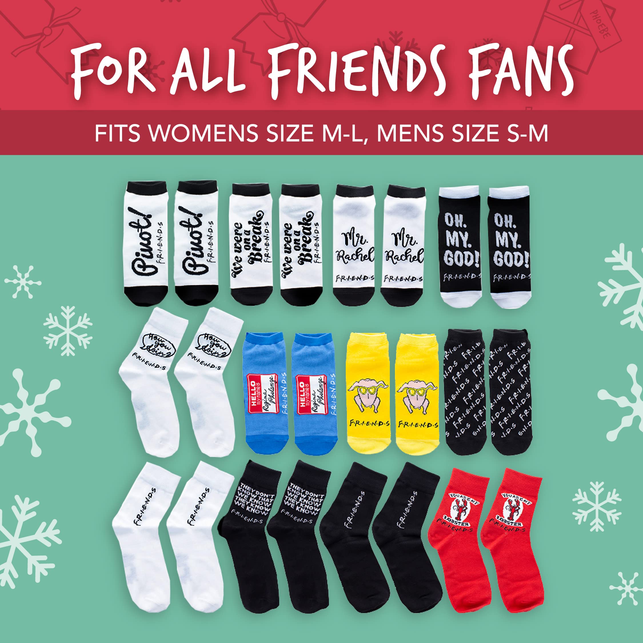 Paladone Friends Socken Adventskalender 12 Tage Unisex Polyester