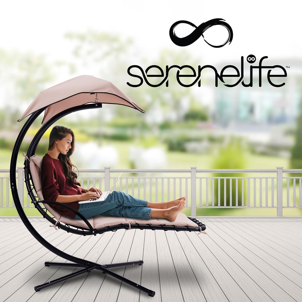 Serenelife Furniture Hängeliege SLHNGCH44 Schaukelliege Beige Stahl