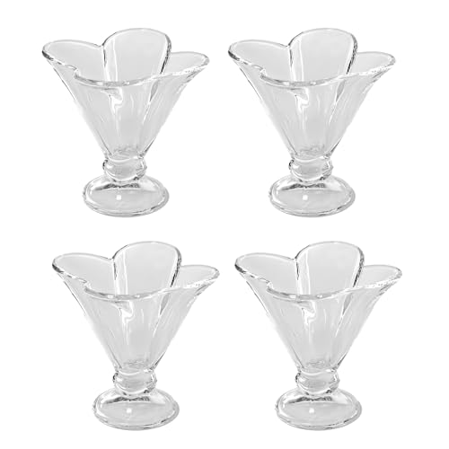 Intirilife Eisschalen Glas 4er Set 150 ml mit Standfuß