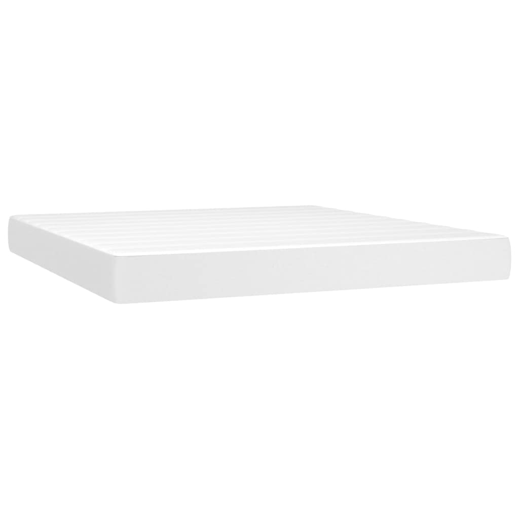 vidaXL Boxspringbett Weiß 160x200 cm Kunstleder mit Matratze LED