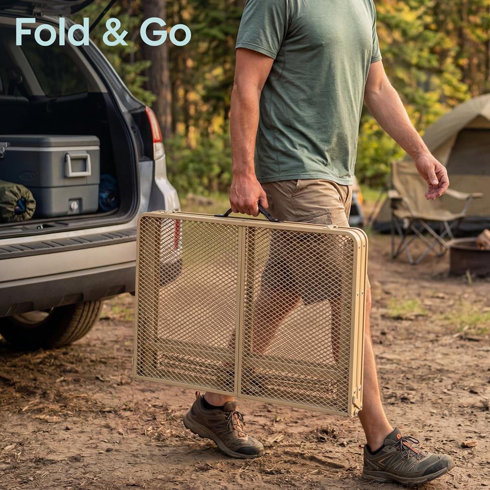 Serenelife Campingtisch 3FT klappbar höhenverstellbar beige