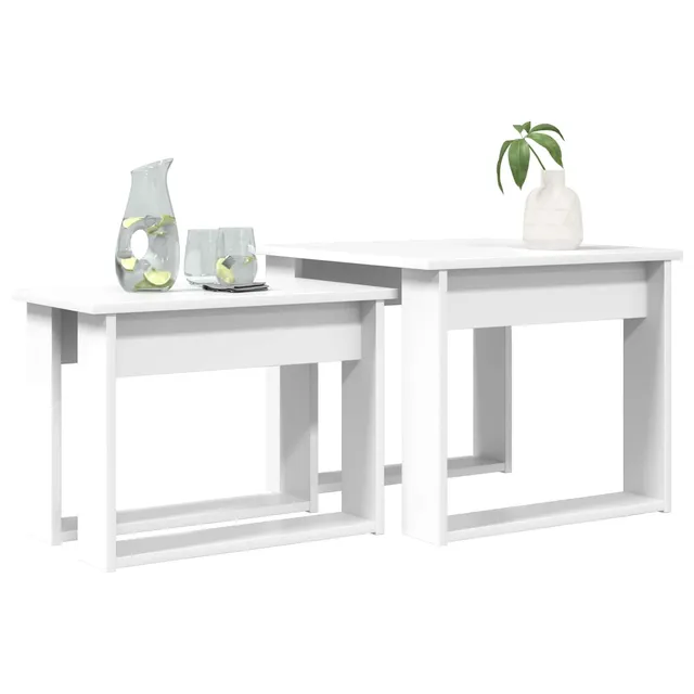 vidaXL Heim & Garten Couchtisch Set 2-tlg Weiß Holzwerkstoff