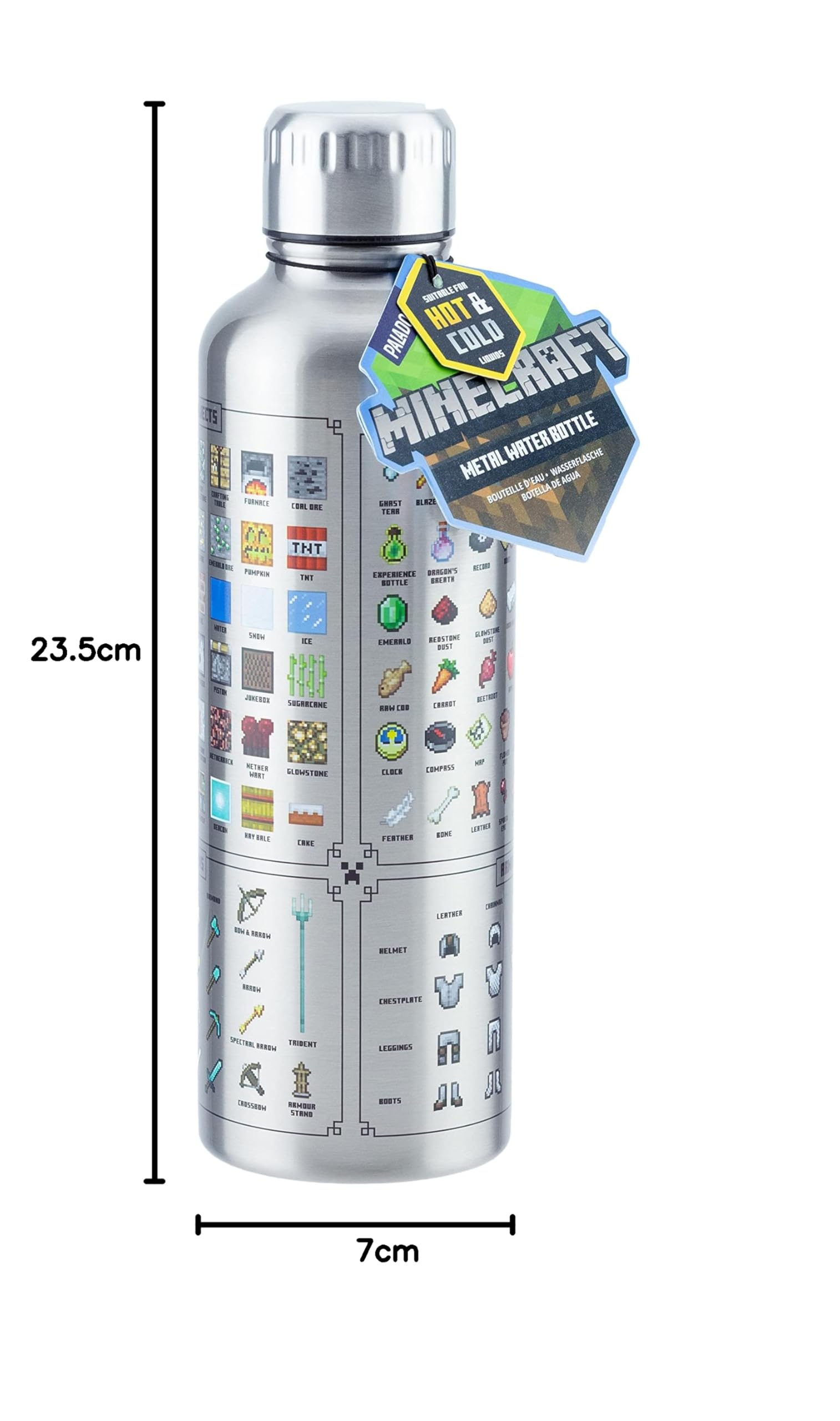Paladone Minecraft Metall-Trinkflasche 470 ml Edelstahl Auslaufsicher