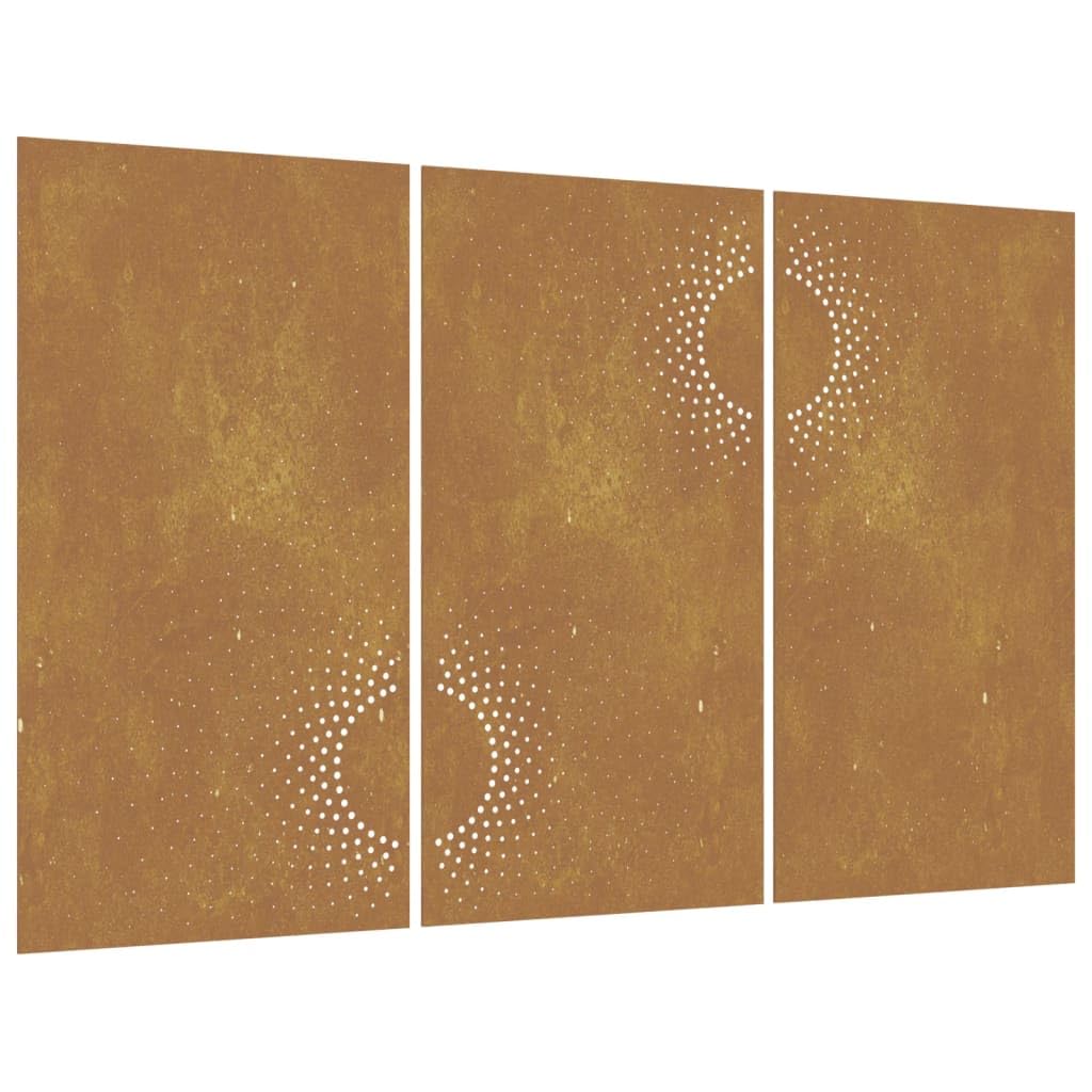 vidaXL Garten-Wanddeko 3-tlg. Cortenstahl Sonne 105x55 cm