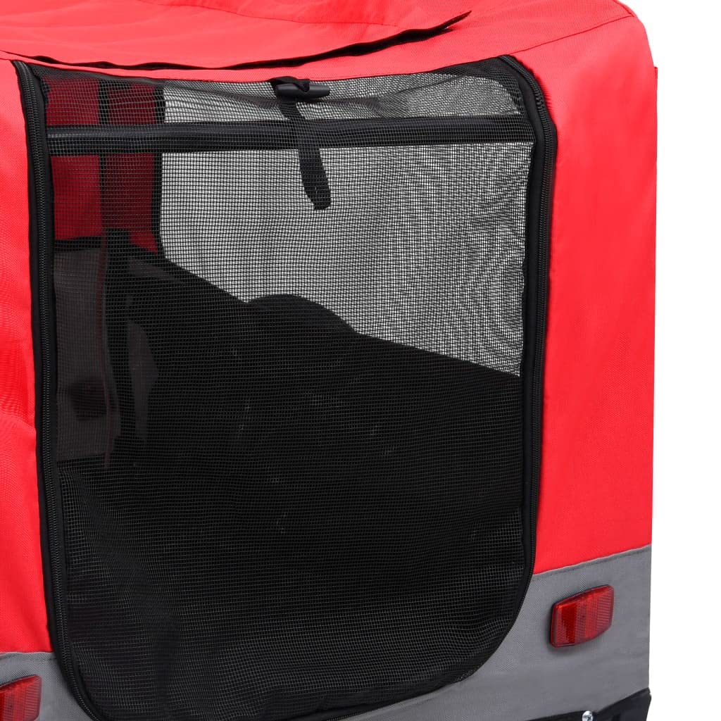 vidaXL Fahrradanhänger Hunde 2-in-1 Buggy Rot Grau