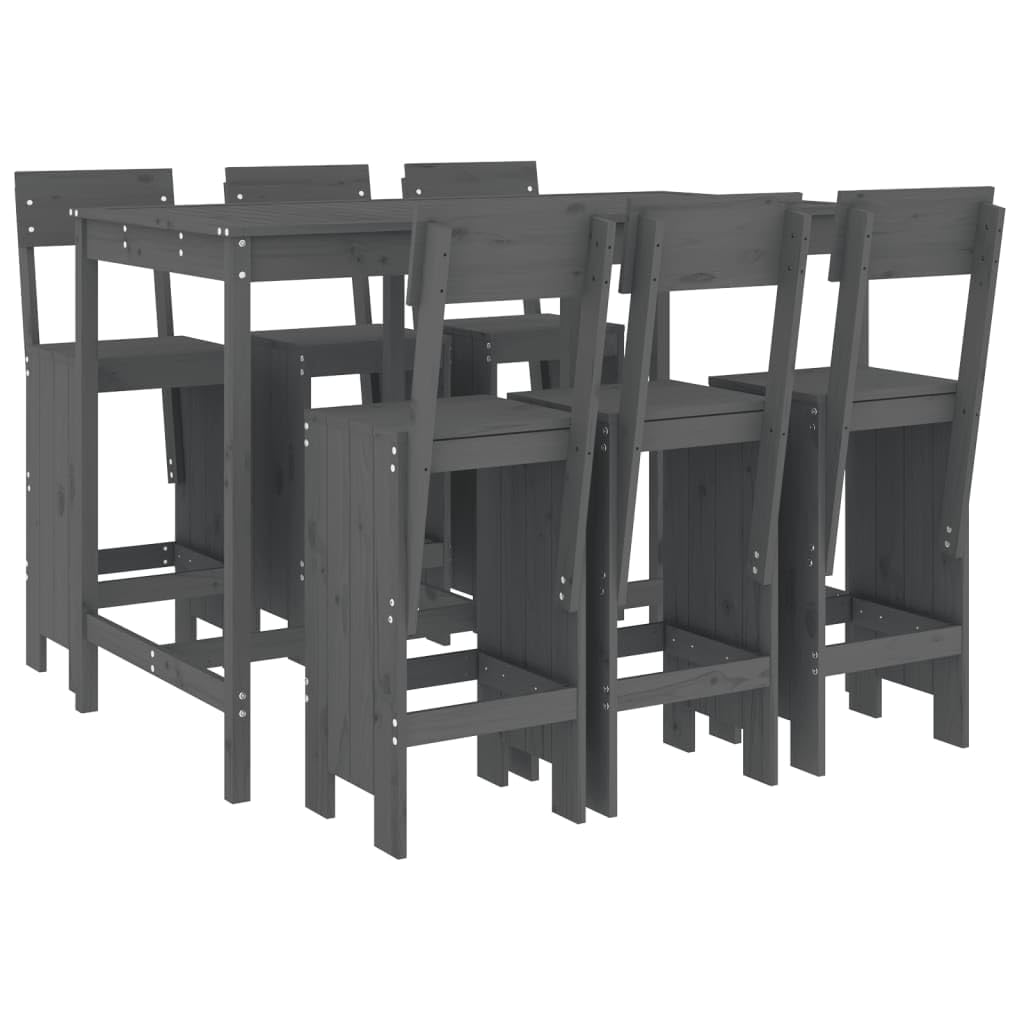 vidaXL Heim & Garten 7-tlg. Gartenbar-Set Holz Graue Kiefer
