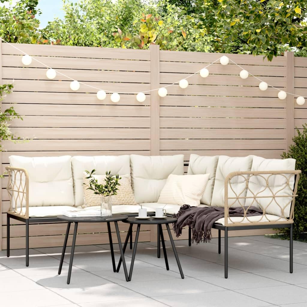 vidaXL Heim & Garten Gartensofa L-Form weiß Textilene mit Kissen