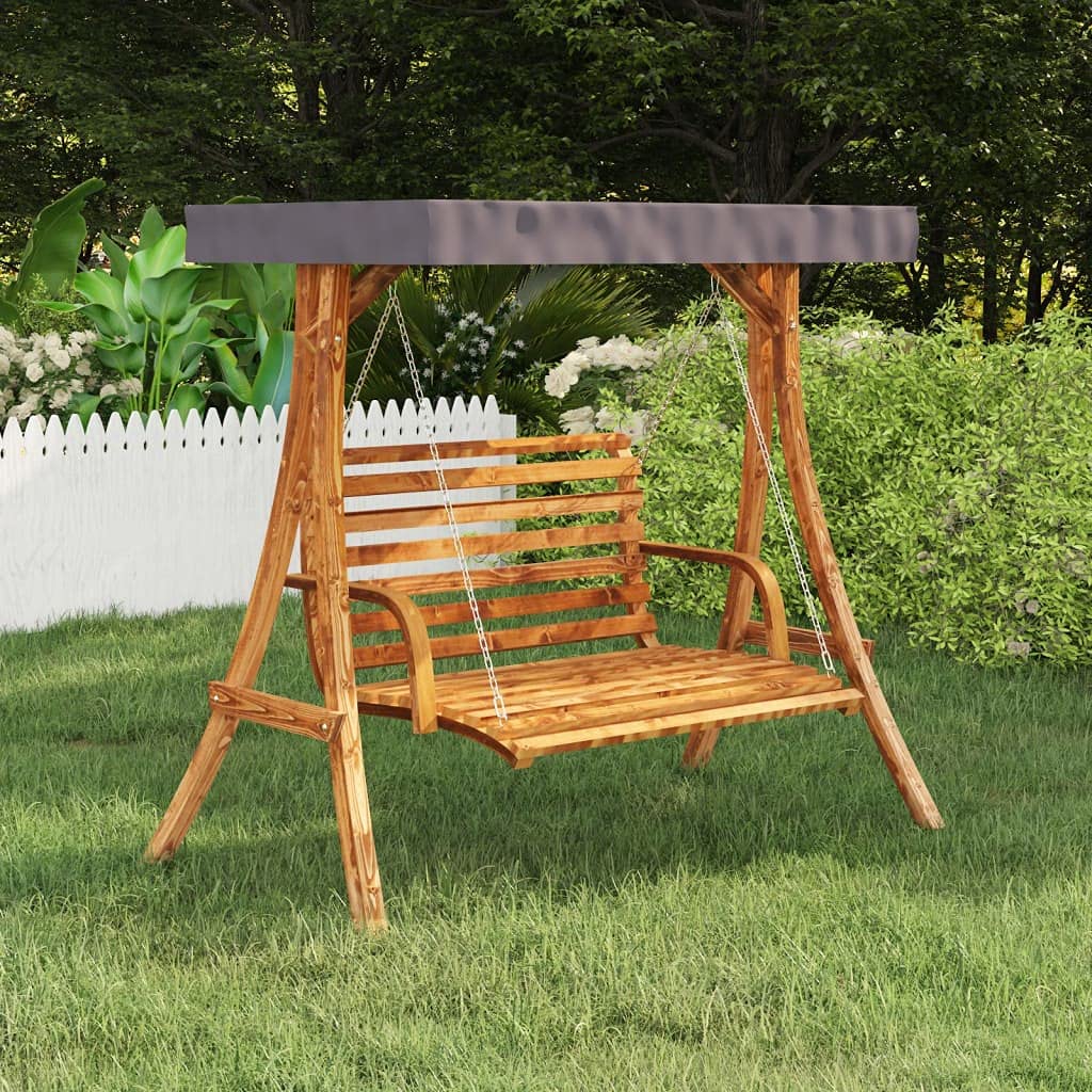 vidaXL Bugholz Schaukelgestell Holz Teak-Finish Anthrazit Dach